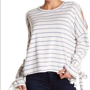 NWT Caslon Striped Cold Shoulder Sweater